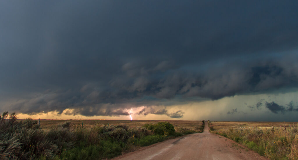 Lightning on a back road in Texas