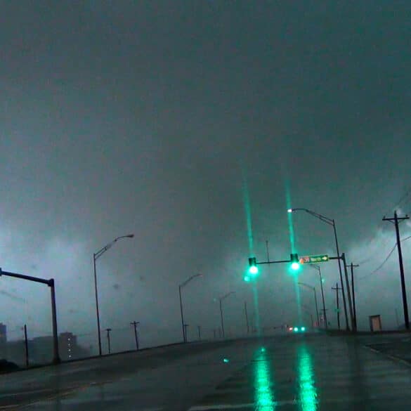 Tornado in Norman, Oklahoma near I-35 and Tecumseh road on May 6, 2015