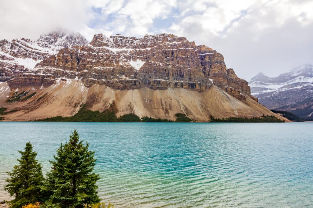 Vulture Peak behind Bow Lake in Banff National Park