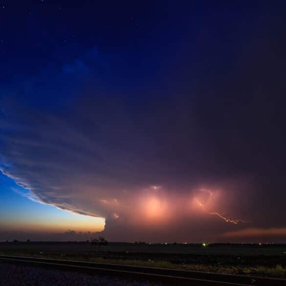 Northern Oklahoma Supercell at dusk near Enid