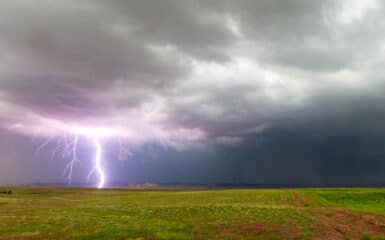 Close lightning strike near Scottsbluff, Nebraska on June 12, 2017