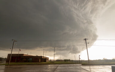 Storm crosses I-240 near Anderson Road. OKC Fire station 28 in foreground